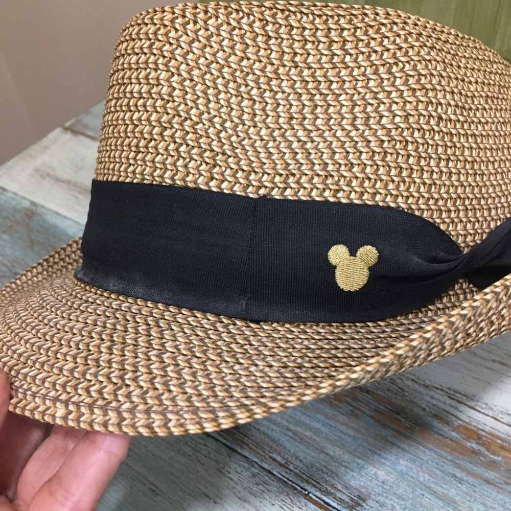 Disney Parks Straw Fedora Hat with tan with black ribbon. Cuba style - Picture 2 of 10